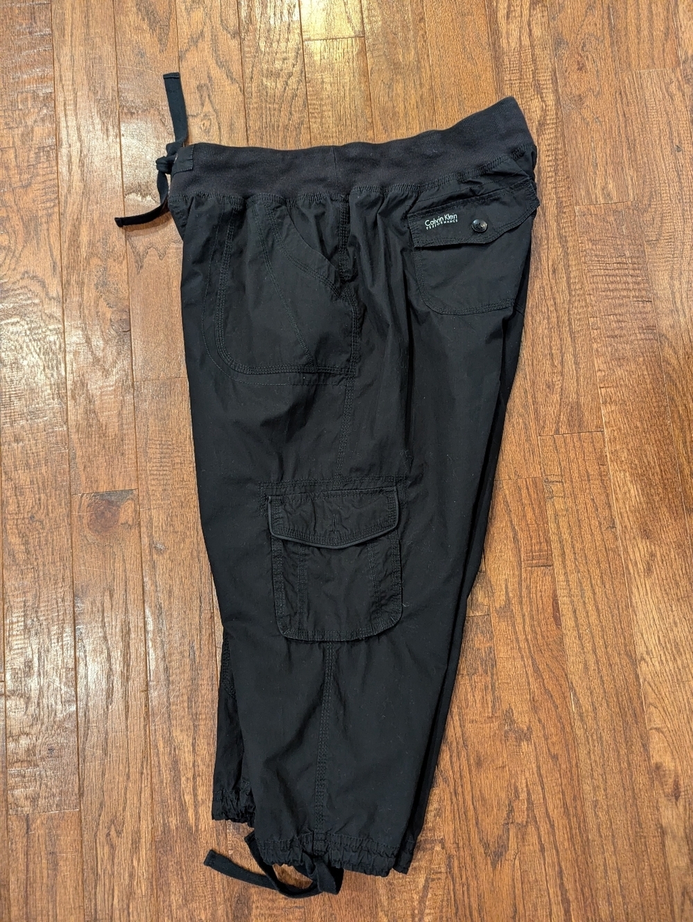 Calvin Klein Capri Cargo Pants Performance quick dry cotton Womens Sz 1x black.